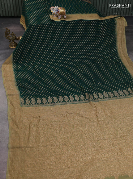 Banarasi georgette saree green and elaichi green with allover woven buttas and woven border