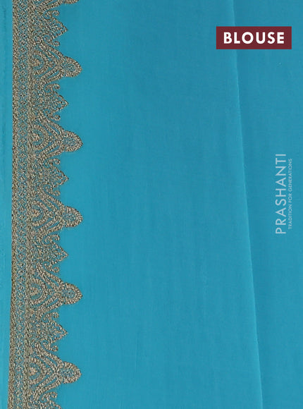 Banarasi georgette saree blue and teal blue with allover woven buttas and woven border