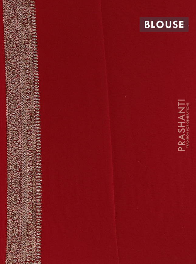 Banarasi georgette saree pink and orange with allover woven buttas and woven border