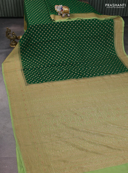 Banarasi georgette saree green and pista green with allover woven buttas and woven border