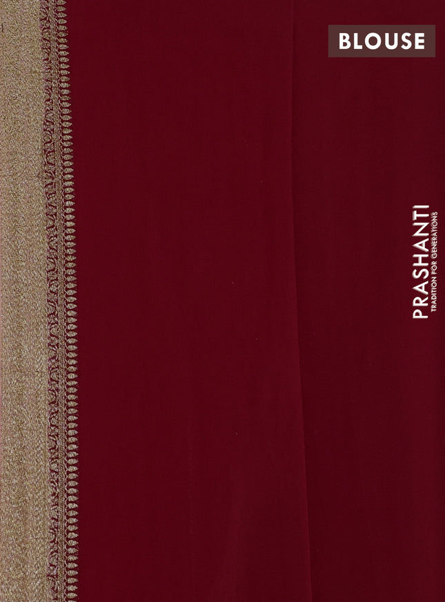 Banarasi georgette saree red and peach orange with allover woven buttas and woven border