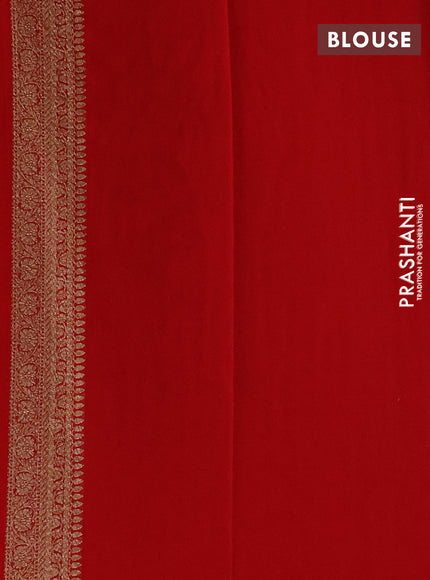 Banarasi georgette saree green and red with allover woven buttas and woven border