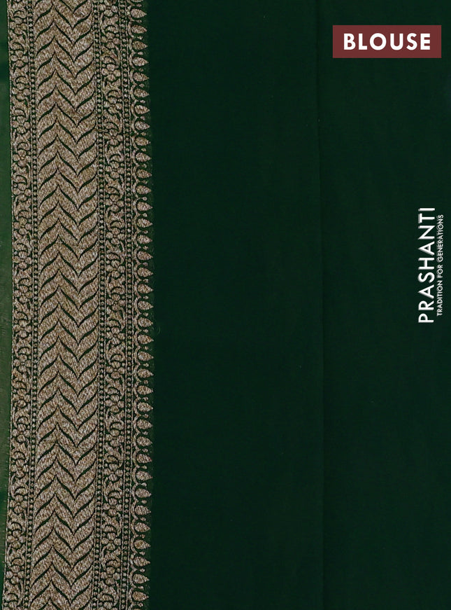 Banarasi georgette saree green with allover geometric weaves and woven border