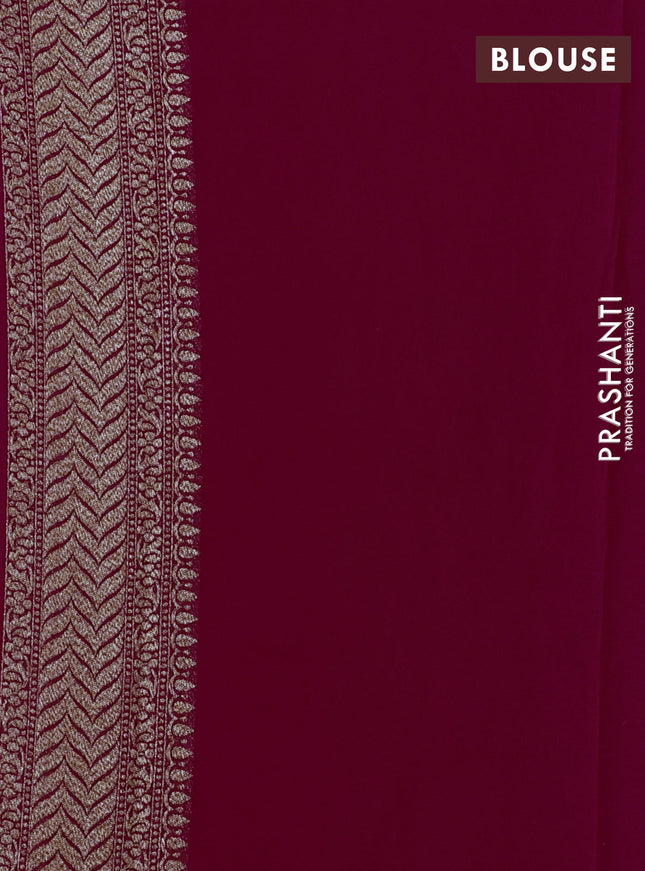 Banarasi georgette saree pink with allover geometric weaves and woven border