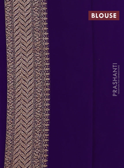 Banarasi georgette saree violet with allover geometric weaves and woven border