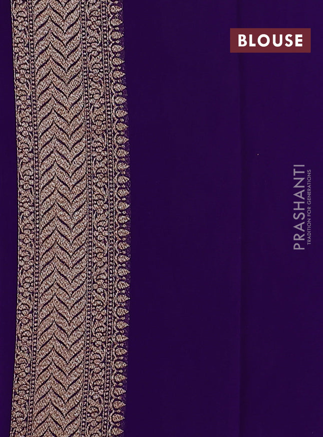Banarasi georgette saree violet with allover geometric weaves and woven border