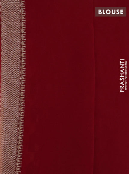 Banarasi georgette saree red with allover geometric weaves and woven border