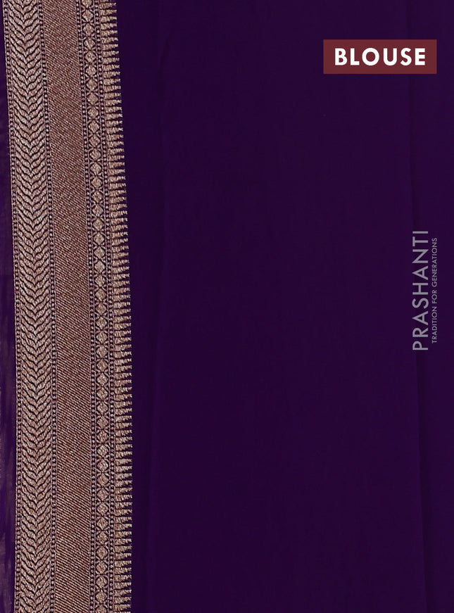 Banarasi georgette saree violet with allover geometric weaves and woven border