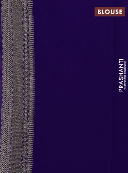 Banarasi georgette saree blue with allover thread & zari geometric weaves and woven border