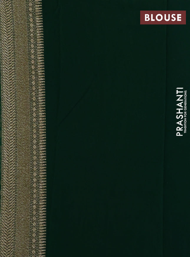 Banarasi georgette saree green with allover thread & zari geometric weaves and woven border