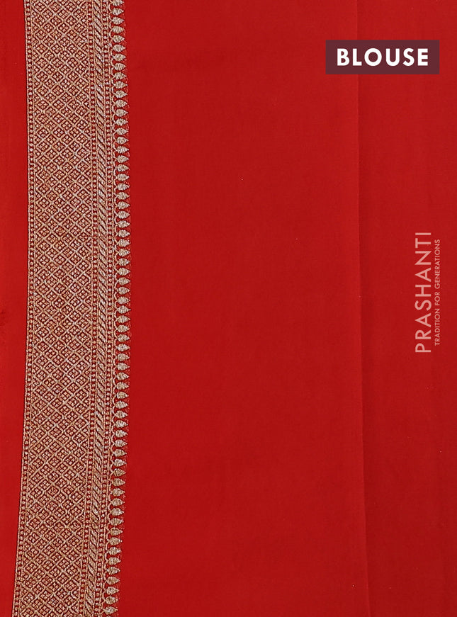 Banarasi georgette saree orange with allover thread & zari geometric weaves and woven border