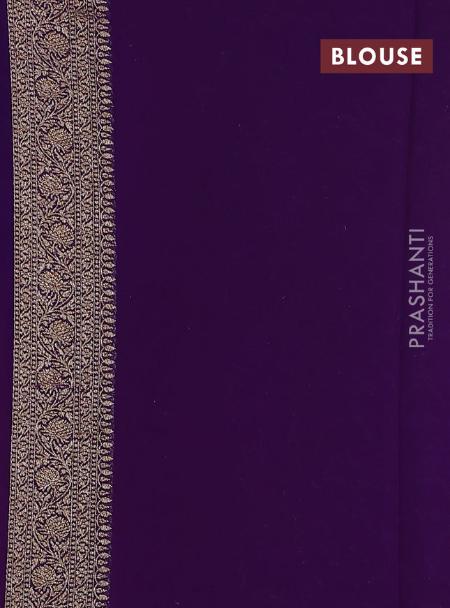 Banarasi georgette saree orange and purple with allover thread & zari weaves and woven border