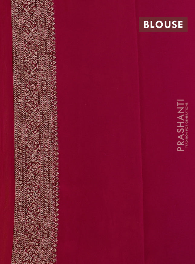 Banarasi georgette saree mustard yellow and pink with allover thread & zari weaves and woven border