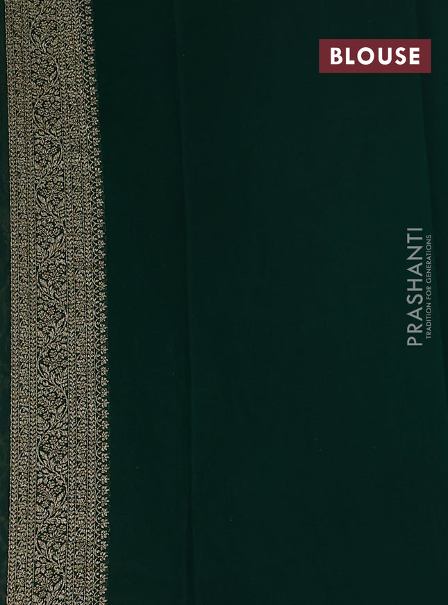 Banarasi georgette saree wine shade and green with allover thread & zari weaves and woven border
