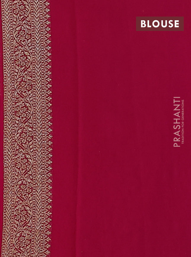 Banarasi georgette saree orange and pink with allover thread & zari weaves and woven border
