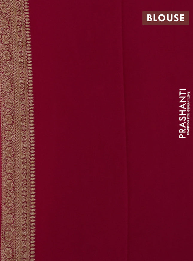 Banarasi georgette saree wine shade and pink with allover woven buttas and woven border