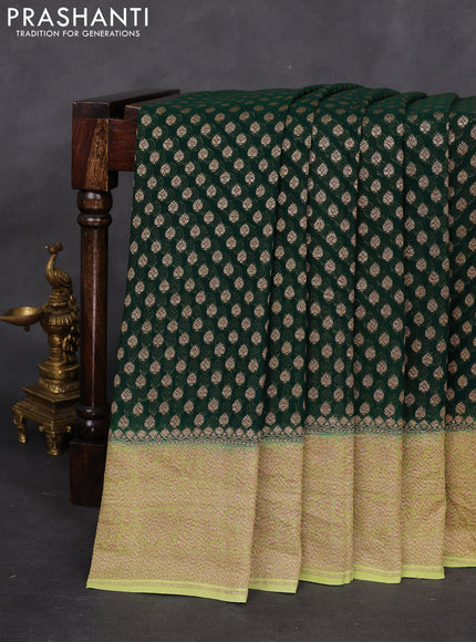Banarasi georgette saree green and pista green with allover woven buttas and woven border