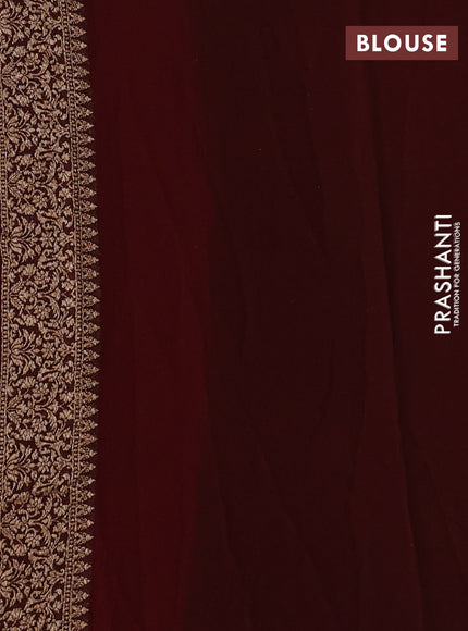 Banarasi georgette saree red and maroon with allover woven buttas and woven border