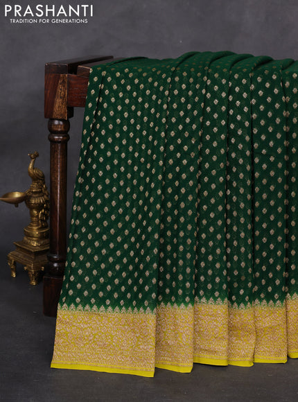 Banarasi georgette saree green and lime green with allover woven buttas and woven border