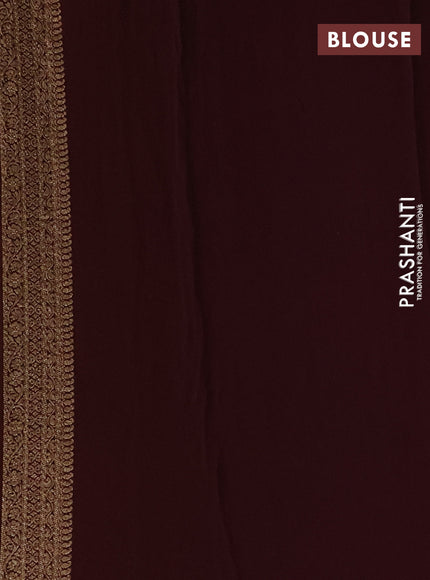 Banarasi georgette saree mustard yellow and red wine shade with allover woven buttas and woven border