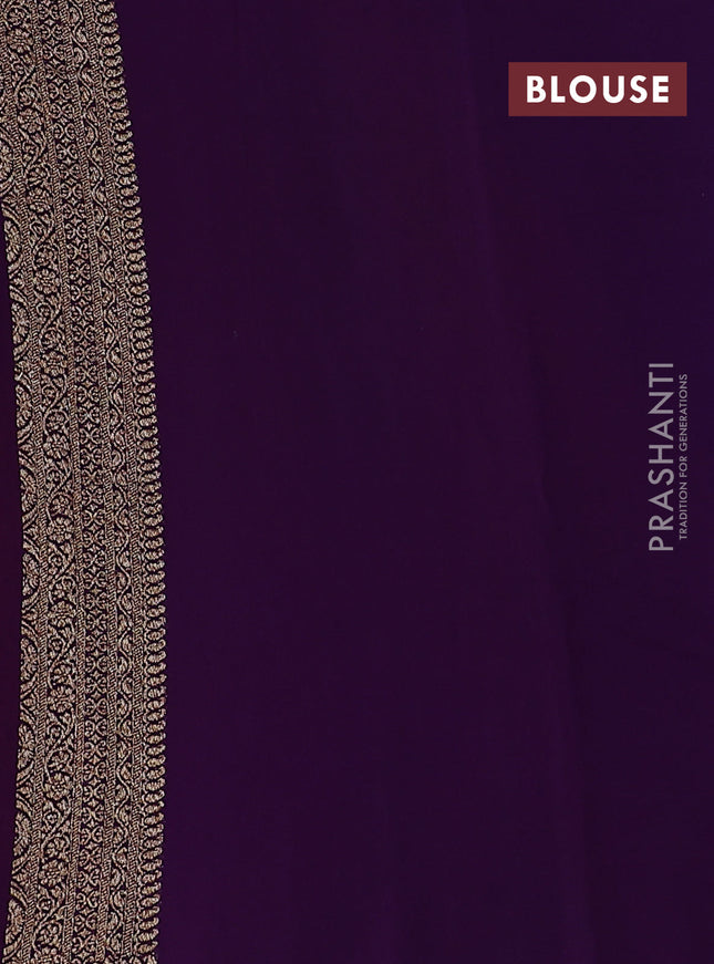 Banarasi georgette saree orange and pink violet with allover woven buttas and woven border