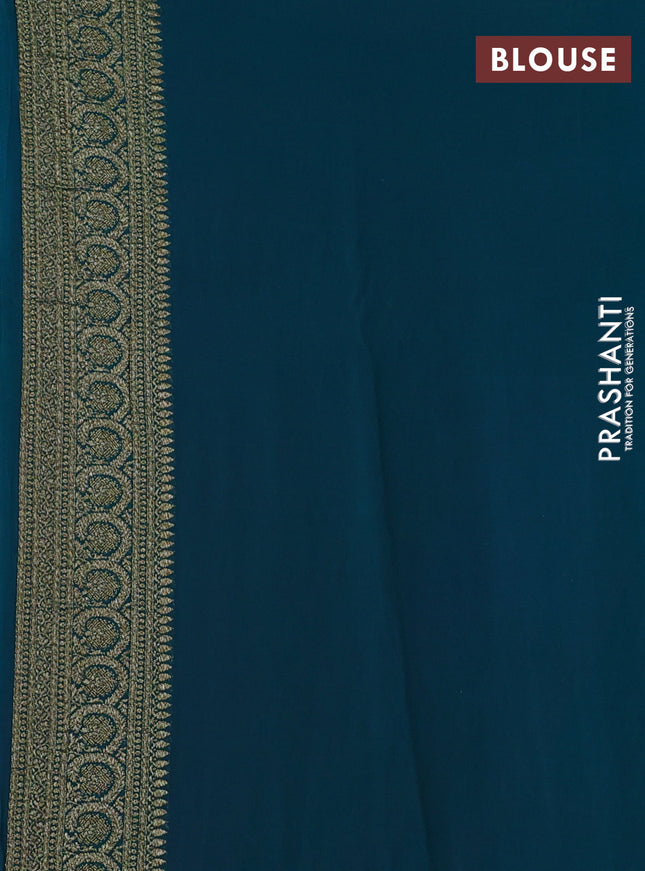 Banarasi georgette saree pink and brown teal blue with allover woven buttas and woven border