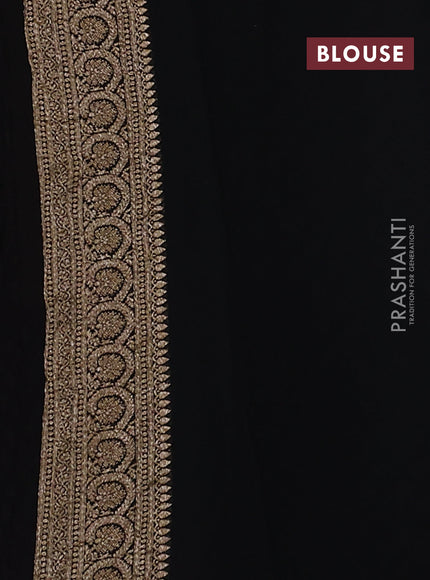 Banarasi georgette saree violet and dark mustard black with allover woven buttas and woven border