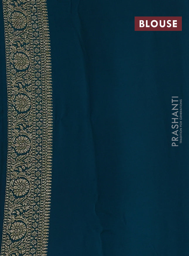 Banarasi georgette saree pink and teal blue with allover thread & zari weaves and woven border