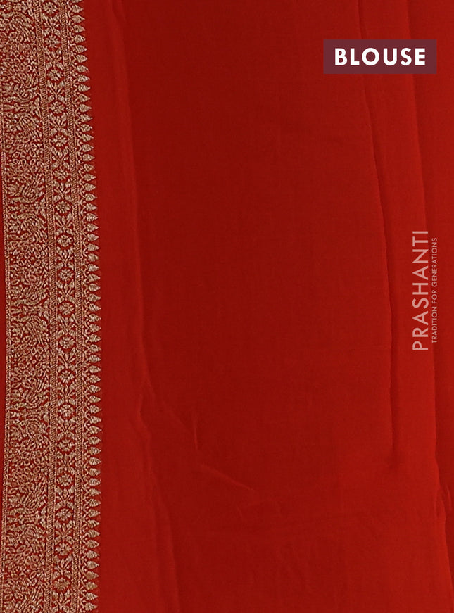 Banarasi georgette saree purple and orange with allover checked pattern & buttas and woven border