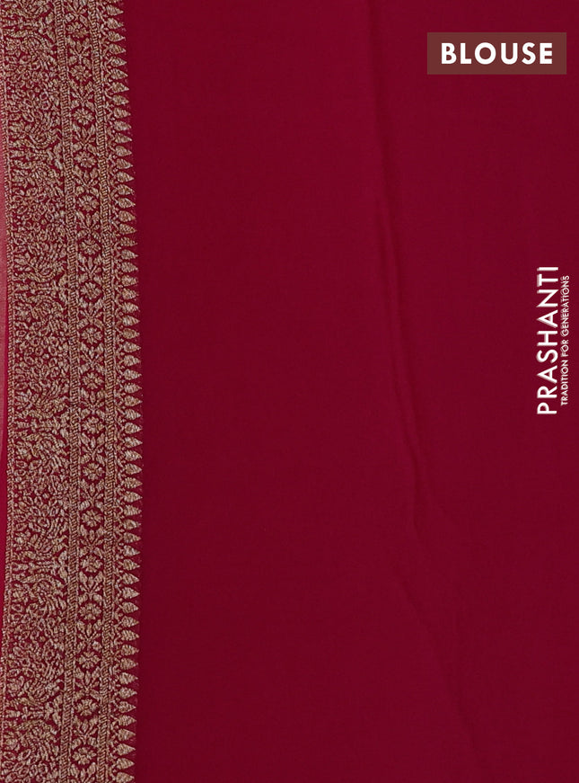 Banarasi georgette saree sandal and pink with allover checked pattern & buttas and woven border