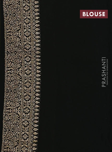 Banarasi georgette saree lime green and black with allover checked pattern & buttas and woven border