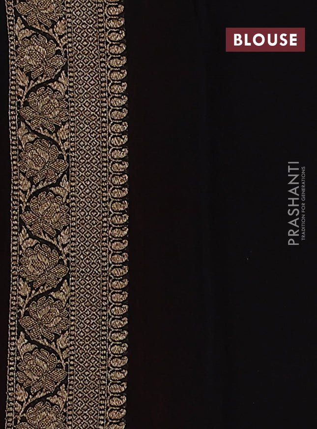 Banarasi georgette saree orange and pink black with allover woven buttas and woven border