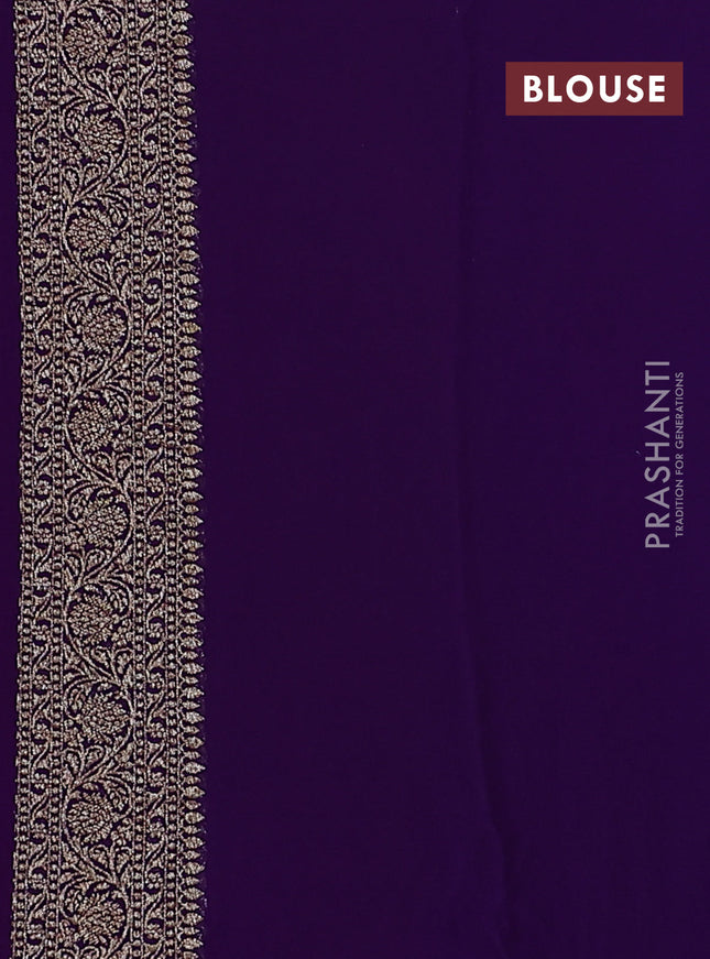 Banarasi georgette saree pink and violet with allover thread & zari weaves and woven border