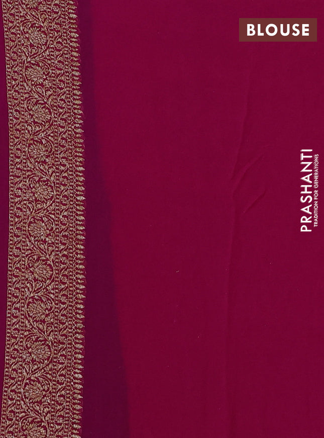 Banarasi georgette saree blue and pink with allover thread & zari weaves and woven border