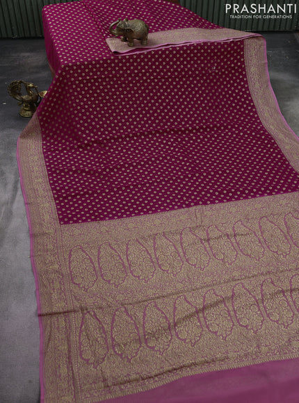 Banarasi georgette saree pink and pastel pink with allover woven buttas and woven border