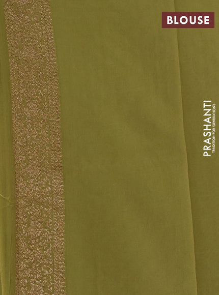 Banarasi georgette saree green and yellow shade with allover woven buttas and woven border