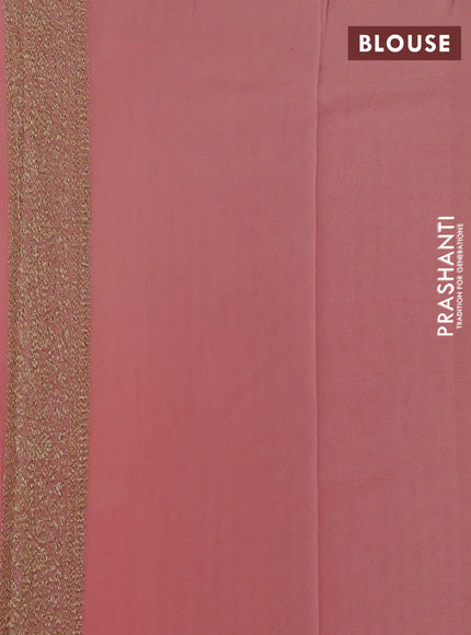 Banarasi georgette saree red and peach shade with allover woven buttas and woven border
