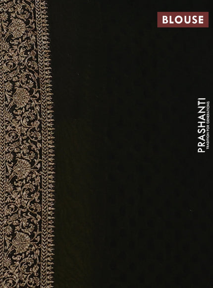 Banarasi georgette saree lime green and black with allover woven buttas and woven border