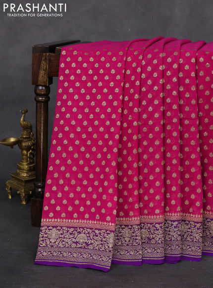 Banarasi georgette saree pink and violet with allover woven buttas and woven border