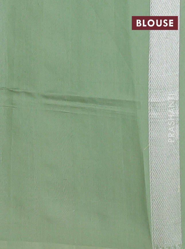 teal green shade and pastel green Banarasi kora jamdhani silk saree