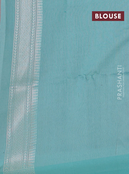 baby pink and teal blue Banarasi kora jamdhani silk saree