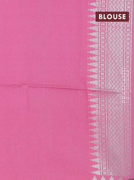 grey and pink Banarasi kora jamdhani silk saree