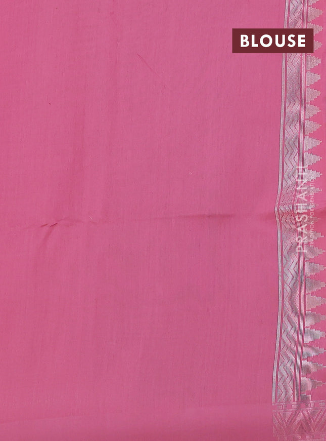 sandal and peach pink Banarasi kora jamdhani silk saree