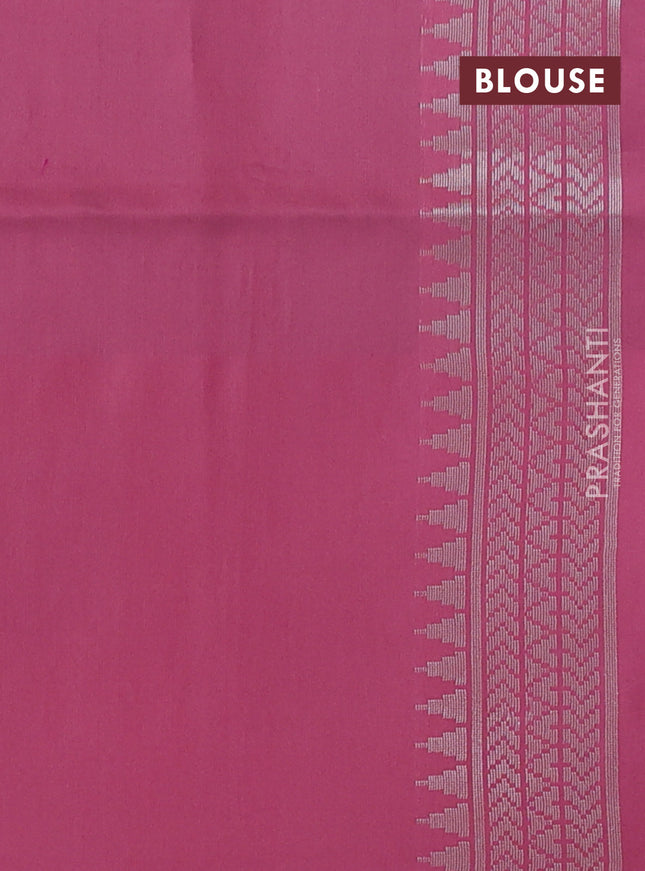 teal shade and peach pink Banarasi kora jamdhani silk saree