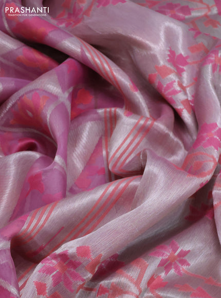 mild lavender and pista green Banarasi kora jamdhani silk saree