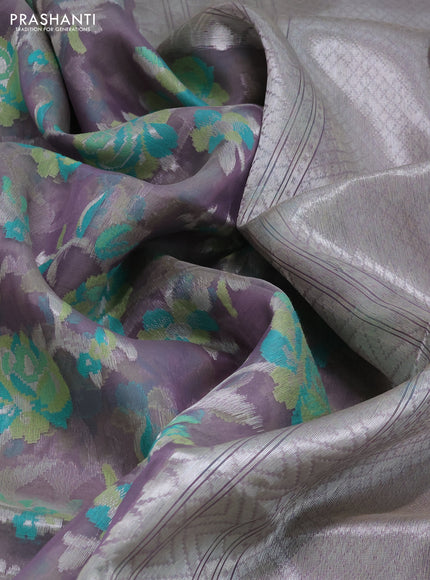 pastel lavender and Banarasi kora jamdhani silk saree