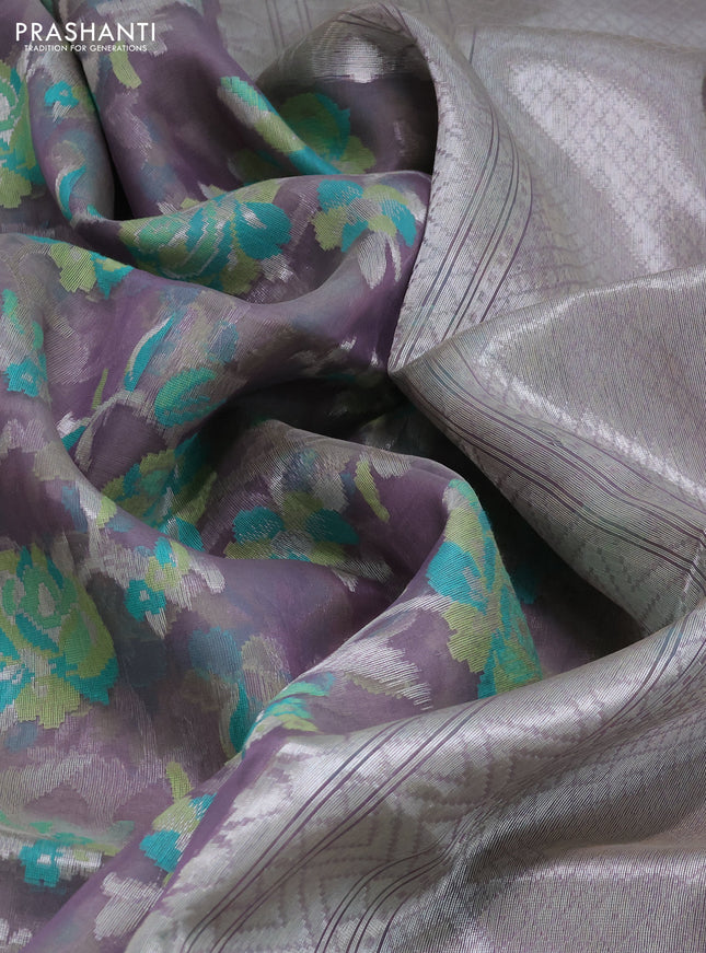 pastel lavender and Banarasi kora jamdhani silk saree