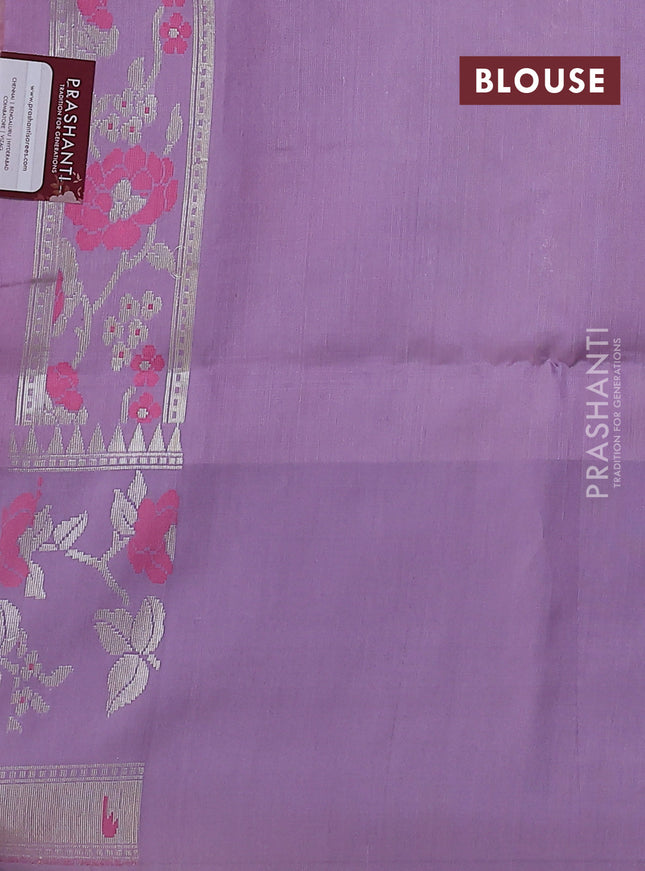 pastel pink and lavender Banarasi kora jamdhani silk saree