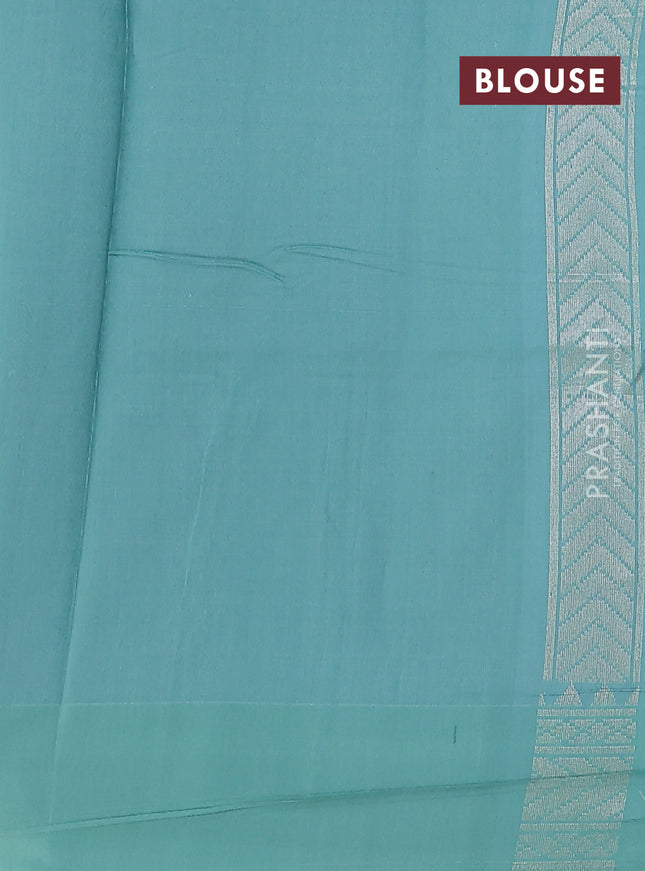grey and teal blue Banarasi kora jamdhani silk saree