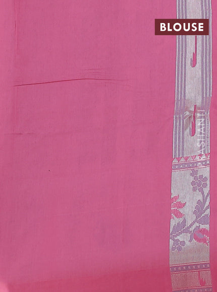 teal shade and pink Banarasi kora jamdhani silk saree